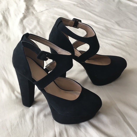 Suede Black Heels - Picture 2 of 8
